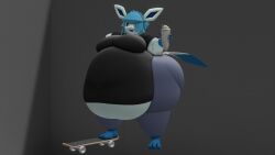 big_breasts breasts eeveelution glaceon huge_breasts kingofthekabuto moobs no_humans overweight pokemon pokemon_(species) queenofthekabuto thick_thighs wide_hips