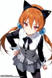 ai_generated alisa_southerncross cute fake_animal_ears hell-pantsu orange_eyes orange_hair small_breasts