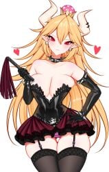 arkevil artist_name big_breasts blonde_hair bowsette heart horns panties red_eyes tagme thick_thighs