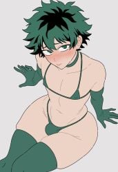 big_ass bikini boku_no_hero_academia bubble_butt bulge deku elbow_gloves fat_ass femboy femboy_only feminine feminine_body feminine_male feminine_pose feminization flat_chest gay izuku_midoriya male male_only micro_bikini my_hero_academia skindentation solo thick_thighs voluptuous voluptuous_femboy voluptuous_male yoradav