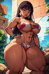 1girls abs ai_generated biceps big_breasts big_thighs bikini black_hair bracelets brown_eyes buff chel chel_(the_road_to_el_dorado) curvaceous curvy_female dark-skinned_female dark_skin dreamworks earrings female female_only hand_on_hip hips_wider_than_shoulders jewelry large_breasts long_hair muscular muscular_arms muscular_female muscular_thighs navel obliques outside standing tampopo the_road_to_el_dorado thick thick_thighs thunder_thighs toned_female voluptuous voluptuous_female wide_hips