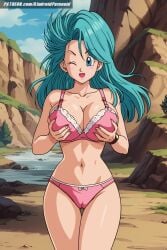 ai_generated aindroidparanoid ass big_breasts blue_eyes blue_hair blush breasts bulma_(dragon_ball) bulma_briefs bulma_briefs_(post_saiyan_saga) busty cameltoe cleavage curvy dragon_ball dragon_ball_super dragon_ball_z female female_only grabbing_own_breast hips huge_breasts large_breasts lingerie long_hair mountain narrow_waist navel outdoors pussy scientist slim_waist squeezing_breast stable_diffusion taller_girl touching_breast voluptuous wavy_hair