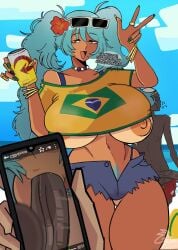 1girls 2024 2boys after_sex areola_slip areolae artist_name beach big_breasts blowjob brazil brazilian brazilian_female brazilian_miku breasts busty cellphone cellphone_picture coombrain15 dark-skinned_male dark_skin dialogue disheveled fellatio female green_hair hatsune_miku holding_object holding_phone jean_shorts juxtaposition large_penis nail_polish no_bra open_mouth oral oral_sex outdoors outside peace_sign penis penis_in_mouth penis_out phone photographic_proof pubic_hair pubic_hair_peek ruined_reputation short_shorts shorts speech_bubble standing sucking_penis tanline tanned tanned_female tanned_skin text thick_thighs thighs top_heavy vocaloid whistle