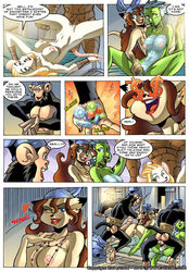 anthro breasts comic english_text fabio_paulino feline female fur furry jewelry jumping lizard masturbation monkey mouse primate rodent scalie sex speech_bubble spread_legs spreading text vixine_comics yuri