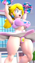 bluewyvern cheerleader cheerleader_outfit cute mario_(series) panties princess_peach sexy twitter upskirt