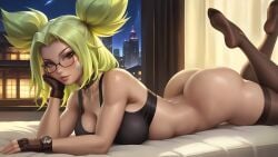 1girls ai_generated ass ass_bigger_than_head ass_focus bare_shoulders bed bedroom big_ass big_breasts big_butt booty breasts building butt_focus choker city city_background cityscape cleavage detailed detailed_background female female_focus female_only fingerless_gloves focus glasses gloves hand_on_cheek large_breasts league_of_legends looking_at_viewer lying lying_on_stomach mostly_nude mostly_nude_female night nsfw pose posing posing_for_the_viewer riot_games round_ass round_butt seducing seduction seductive seductive_body seductive_eyes seductive_gaze seductive_look seductive_mouth seductive_pose seductive_smile shiny shiny_ass shiny_body shiny_butt shiny_clothes shiny_hair shiny_skin sky4maleja smile solo sports_bra thick_thighs thighhighs toned toned_body toned_female window zeri_(league_of_legends)