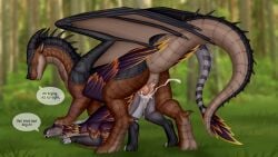 anus dialogue dragon duo female feral fridaflame from_behind_position grass hi_res male male/female mythological_creature mythological_scalie mythology outside penetration plant scalie sex size_difference slate_(eyeoculus) umbralant vaginal_penetration vaginal_penetration