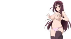 breasts long_hair matsumi_kuro panties pointy_chin saki thighhighs underwear