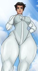 angry anissa big_breasts invincible sky sonson-sensei suit thick_thighs wide_hips