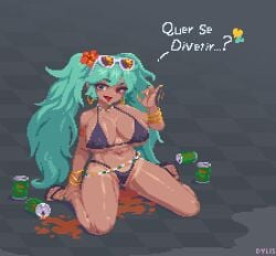 1girls ass big_ass big_breasts big_thighs bikini blue_hair brazil brazilian brazilian_female brazilian_miku breasts cyan_eyes cyan_hair female female_only hatsune_miku huge_ass huge_thighs kneeling latin_american_hatsune_miku_(meme) long_hair looking_at_viewer pixel_(artwork) pixel_art solo tagme tan tan_body thick_hips thick_thighs thighs twintails vocaloid