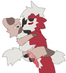 anal anal_sex animal_genitalia animal_penis anthro blue_eyes canid canine canine_genitalia canine_penis duo erection generation_7_pokemon genitals lycanroc male male/male mammal midnight_lycanroc nintendo penetration penis pokemon pokemon_(species) red_eyes rockruff sex simple_eyes simple_face tail xray_view young