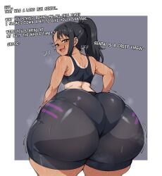 1girls ass ass_focus big_ass big_thighs black_hair blush breasts brown_eyes bubble_ass butt dat_ass dialogue dumptruck_ass female female_focus female_only gigantic_ass gigantic_thighs hayase_nagatoro huge_ass huge_thighs long_hair looking_at_viewer medium_breasts monkechrome panties please_don't_bully_me,_nagatoro ponytail shirt short_hair sweat sweatdrop sweating tagme text thick_hips thick_thighs thighs