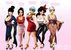 alien_girl bulma_briefs cheelai chichi dragon_ball dragon_ball_super dragon_ball_z female green_skin kale launch mozartav multiple_girls