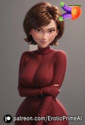 1female 1girls ai_generated brown_eyes brown_hair eroticprimeai exposed_breasts exposed_nipples female helen_parr latex latex_bodysuit latex_gloves latex_stockings latex_suit latex_thighhighs milf mommy patreon_username red_latex short_hair smile solo solo_female stockings suit the_incredibles the_incredibles_2 white_skin