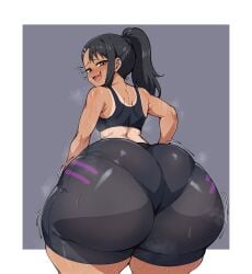 1girls ass ass_focus big_ass big_thighs black_hair blush breasts brown_eyes bubble_ass dat_ass dumptruck_ass female female_focus female_only gigantic_ass gigantic_thighs hayase_nagatoro huge_ass huge_thighs long_hair looking_at_viewer medium_breasts monkechrome panties please_don't_bully_me,_nagatoro ponytail shirt short_hair sweat sweatdrop sweating tagme tan_body tan_skin tanned thick_hips thick_thighs thighs