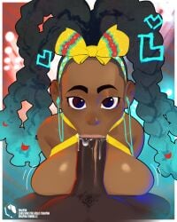 bikupan black_on_black blowjob blowjob_face dark-skinned_female dark-skinned_male dark_skin fellatio human human_only kimberly_jackson street_fighter street_fighter_6 tagme