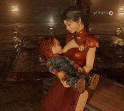 3d breast_feeding breasts_out chucky dbd dead_by_daylight feng_min lactating milk