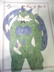 aroused blush erection hikozarulove horns looking_at_viewer male male_only penis pokemon tornadus