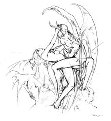 breasts demon handjob horns luis_royo rape rock sex tail wings