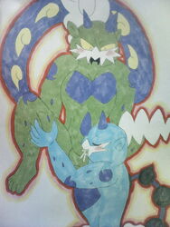 2boys anthro blush fellatio feral furry hikozarulove horns no_humans oral penis pokemon thundurus tornadus yaoi