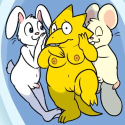 alphys anthro bathtub breasts female group hamster lagomorph male mammal nishi nude oxynard penis pussy rabbit rodent snowrabbitreiku undertale video_games