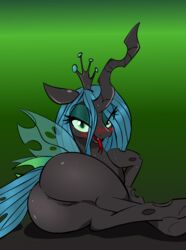 anus ass blush changeling female friendship_is_magic horn looking_at_viewer my_little_pony presenting pussy queen_chrysalis_(mlp) straight_hair wings zev