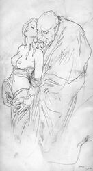 bite_mark blood_sucking bottomless breasts finger goblin goblin_male grope luis_royo orc robe size_difference sketch topless undressing vampire