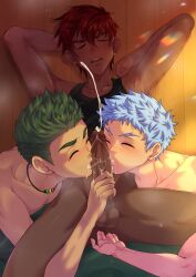 3boys aiden_flynn blowjob camp_buddy cum cumshot darius_najjar enjoying fingering gay huge_cock interracial lloyd_sirius mikkoukun orgasm yaoi young