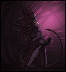 1boy alien alien_(franchise) balls black_body black_penis black_skin h.r._giger male male_only male_xenomorph masturbation nude penis precum solo uncensored viral_divinity xenolugia150 xenomorph