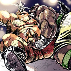 2boys bald_bull balls donkeypunch_(artist) erect_penis erection foreskin gay king_hippo male male_only nintendo penis punch-out!! tagme video_games yaoi