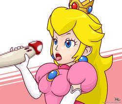 censored dress dressed elbow_gloves gloves mario_(series) mushroom nintendo princess_peach super_mario_bros. tagme val_(artist)