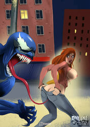 1boy 1girls ass breasts cheating cheating_girlfriend dat_ass female human human_on_humanoid humanoid inminent_sex interspecies light-skinned_female light_skin long_tongue male marvel mary_jane_watson online_superheroes sis001 spider-man_(series) straight symbiote venom_(marvel)