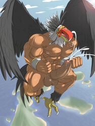 2013 abs avian balls biceps big_penis bird boner closed_eyes cum digimon erection garudamon garudamon_x male male_only mask muscles nude orgasm penis reclamon solo solo_male vein