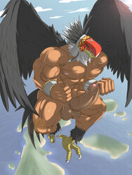 2013 abs avian balls biceps big_penis bird boner closed_eyes cum digimon erection garudamon garudamon_x male male_only mask muscles nude orgasm penis reclamon solo solo_male vein