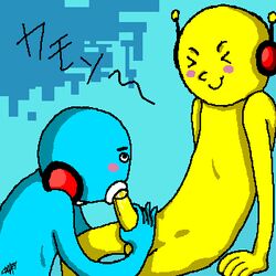 dj_yellow oral_sex rhythm_heaven student_(rhythm_heaven) tagme yaoi