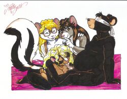 2003 anthro bear blindfold cum eyewear fellatio female furry glasses group high_resolution looking_at_viewer male mousey_love_girls nude oral oral_sex penis rodent sex skunk squirrel terrie_smith ursine