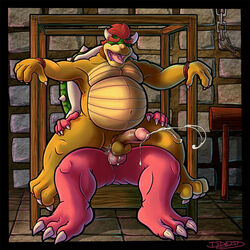 bound bowser cum cum_in_ass cum_inside cumshot dredd_(artist) gay koopa male male_only mario_(series) mario_and_luigi_(series) midbus nintendo reverse_cowgirl_position scalie sex tagme