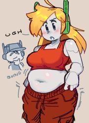 2020 blonde_hair blush breasts cave_story chubby chubby_female curly_brace female female_focus male plump quote_(cave_story) wamudraws