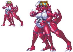 anthro brown_hair casetermk claws color digimon digimon_tamers female from_behind genderswap goggles guilmon hair male milf mother mother_and_son nude pixel_art raised_tail red_skin rule_63 short_hair son standing tail takato_matsuki transparent_background white_hair white_skin yoshie_matsuki