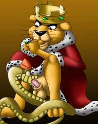 2boys anthro cobra_mcjingleballs disney feline fellatio interspecies male_only prince_john reptile robin_hood_(disney) sir_hiss snake tagme yaoi