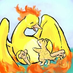 color female interspecies male moltres nintendo nudity pokemon sandshrew