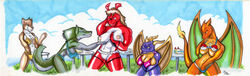 activision anthro blue_eyes breasts brown_fur cake charizard cleavage color crossover day digimon female female_only fire food fur furry furry_tail green_hair grey_hair guilmon horns interspecies link masturbation multiple_females nintendo nipples open_eyes orange_skin outdoors pokemon pokemon_(species) purple_skin pussy raised_tail red_skin rule_63 sky spyro spyro_the_dragon standing table tail tail_fire the_legend_of_zelda twilight_princess vulva white_fur white_skin wings wolf_link yellow_eyes yuri