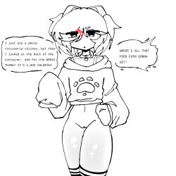 1girls doki_doki_literature_club female female_only meme_reference monochrome natsuki_(doki_doki_literature_club) nocolor red_hairclip self_upload sketch solo thighs twintails