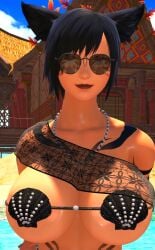 1girls ass bimbo bimbo_body booty breast_squeeze breasts fat_ass female female_focus final_fantasy_xiv fox_girl free_use gpose_(ffxiv) huge_ass legs light-skinned_female light_skin looking_at_viewer milf milf_body miqo'te mommy mommy_kink oiled oiled_skin pawg plump_ass rabbit_girl reflection round_ass round_butt sexy_armpits sexy_body sexy_pose shell_bikini shiny_skin solo solo_female stripper sunglasses tall_female thick_ass thick_thighs tits_out video_games viera