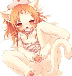 animal_ear anus barefoot bottomless breasts censored character_request feet female furry kishibe nipples nurse pawpads paws pussy soles solo source_request spread_pussy tail toes