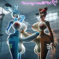 3d_(artwork) absurd_res animatronic anonymousfm anthro areola balls bear big_balls big_breasts big_penis blush blush_stickers breasts digital_media_(artwork) duo erection five_nights_at_freddy's five_nights_at_freddy's_2 futanari genitals glowing glowing_eyes green_eyes gynomorph hi_res huge_balls huge_breasts huge_cock humanoid_genitalia humanoid_penis inside intersex lagomorph leporid lipstick machine makeup mammal nipples nude penis rabbit robot robot_futa scottgames shower standing thick_thighs toy_bonnie_(fnaf) toy_freddy_(fnaf) wide_hips yellow_eyes