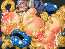 blue_eyes breasts censored choker chubby cleavage cum dragon_quest dragon_quest_iii female gigantic_breasts healslime helmet huge_breasts large_breasts long_hair nipple_penetration nipples poring purple_hair rape sasaki_tatsuya sex slime slime_(dragon_quest) soldier_(dq3) tentacle tentacle_rape vaginal_penetration