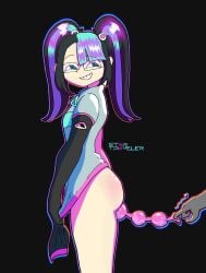 1female 1girls alternate_version_available anal anal_beads artist_signature beads beads_in_ass big_ass black_background black_eyes bubble_ass bubble_butt creepy creepy_smile dark_hair female flat_chest flat_chested forehead functionally_nude functionally_nude_female glasses huge_anal_beads large_ass large_forehead long_sleeves lube lube_on_sex_toy mischievous mischievous_look mischievous_smile multicolored_hair nerd nerdy nerdy_female no_panties nonchalant oc original_character pulling_anal_beads rwin sex_toy sex_toy_in_ass shirt shirt_only shirt_pull side_view small_breasts sole_female solo solo_female startraveler thick_ass thick_thighs twintails twintails_(hairstyle)