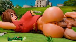 1boy 1girls 2024 3d anus artist_name balls big_ass big_butt big_penis bottomless brown_hair epic_games female fortnite fortnite:_battle_royale grass light-skinned_female light-skinned_male light_skin lying_on_side male midas_(fortnite) on_grass on_ground outdoors outside penis penis_in_pussy pussy red_shirt sex sex_on_grass shirt_only taysondragon thick_ass thick_thighs tntina vagina vaginal_penetration vaginal_sex video_game_character video_games watermark