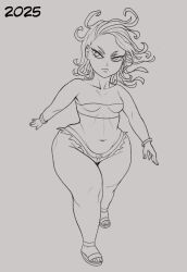 2025 black_and_white breasts esclavohentai female female_focus female_only minishorts no_color one-punch_man revealing_clothes serious serious_face serious_look short_hair shortstack sketch small_breasts solo solo_female solo_focus tatsumaki thick_ass thick_thighs thighhighs thighs